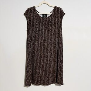 a-line Hawaii - Black and Brown Printed Dress